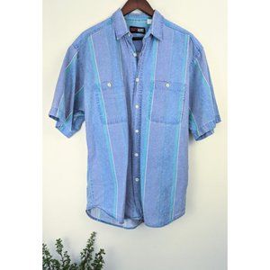 Vintage Striped Button Down Short Sleeve Shirt